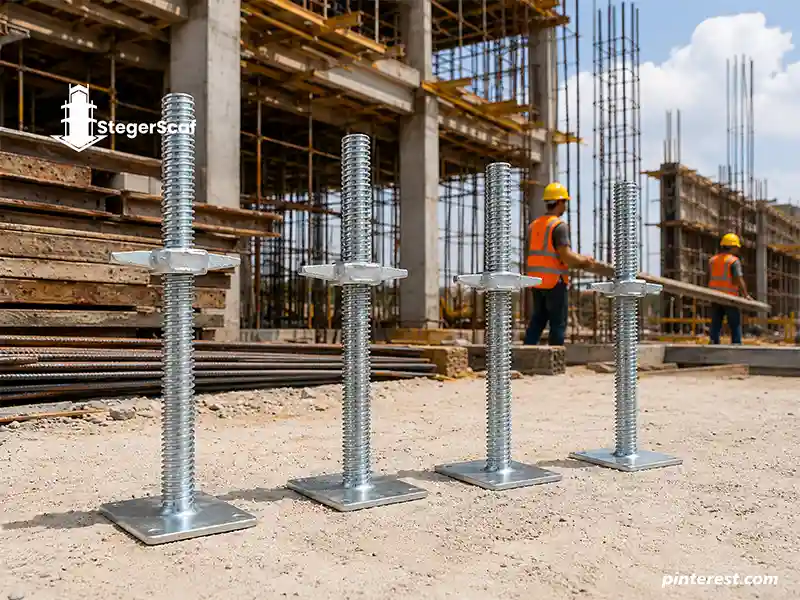 Tumpukan jack base scaffolding galvanis untuk menopang dan menstabilkan struktur perancah konstruks